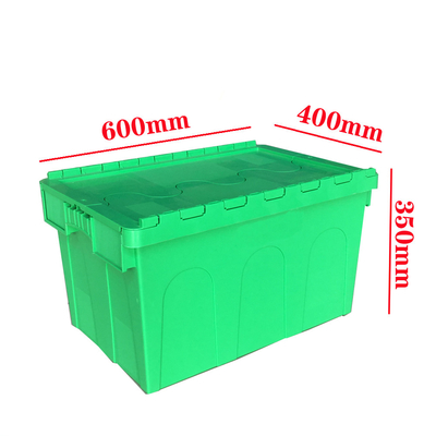 주문 내부 크기 550*370*320mm 장착 된 뚜?? 컨테이너를위한 큰 쌓일 수있는 플라스틱 상자 온라인 제조
