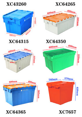 주문 부착 된 뚜?? 컨테이너 600 × 400 × 265mm 뚜?? 을 가진 사용자 지정 플라스틱 상자 온라인 제조