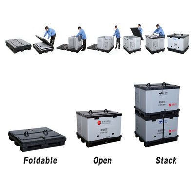 주문 플라스틱 접이식 팔레트 박스 1200*1000mm PP 적재 가능 창고 보관 자동차 PP 슬리브 박스 온라인 제조