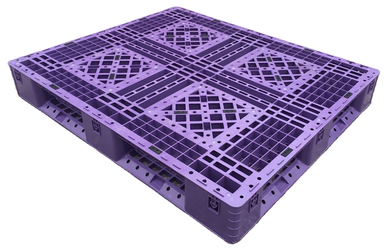 겹쳐질 수 있는 파란색 플라스틱 팔레트 1200x1000mm 4차원 입구 단면 스타일