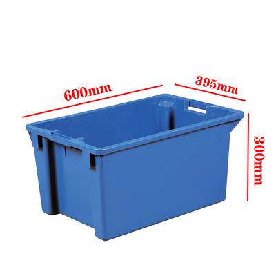600x400x300mm 플라스틱 저장 상자 직사각형 단단한 Nestable 상자 이동 매출 토트